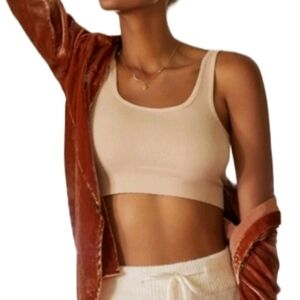 NWT  Anthropologie  The Hattie Square-neck  Bralette   Women's S/M   Beige/ Sand